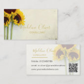 Carte De Visite Tournesol Rustique moderne QR Code élégant Or (Devant / Derrière)