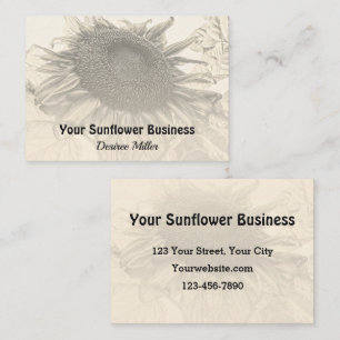 Carte De Visite Tournesol Vintage rustique Pays Sepia Floral