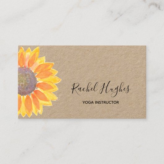 Carte De Visite Tournesol Yoga Instructeur Kraft Papier (Devant)