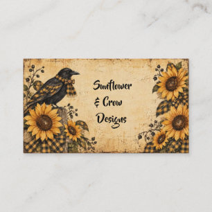 Carte De Visite Tournesols à carreaux primitifs & Corbeau