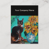 Carte De Visite TOURNESOLS AVEC CHAT, bleu (Dos)