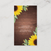 Carte De Visite Tournesols rustiques & Bois Élégant Pays Chic (Dos)