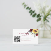 Carte De Visite Tournesols rustiques et Roses bourguignons RSVP QR (Debout devant)
