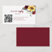 Carte De Visite Tournesols rustiques et Roses bourguignons RSVP QR (Devant / Derrière)
