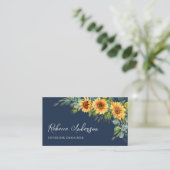 Carte De Visite Tournesols rustiques Eucalyptus Bleu marine Code Q (Debout devant)