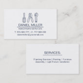 Carte De Visite Tournevis Cutter Cutter Spanner Outline Handyman (Devant / Derrière)