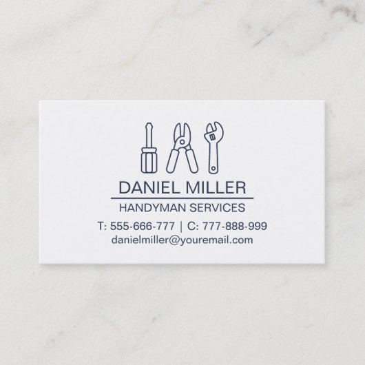 Carte De Visite Tournevis Cutter Cutter Spanner Outline Handyman (Devant)