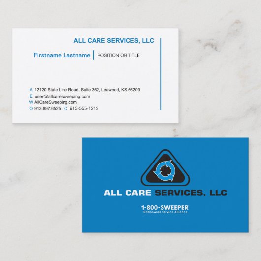 Carte De Visite Tous les services de soin - fonction (Devant / Derrière)