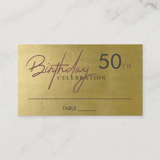 CARTE DE VISITE TOUT ÂGE SIMPLE ÉLÉGANT FAUX OR LIEU D'ANNIVERSAIR (Devant)