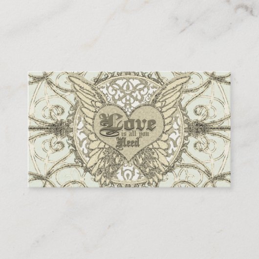 Carte De Visite Tout que vous avez besoin est amour avec les ailes (Devant)