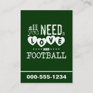 Carte De Visite Tout que vous avez besoin est amour et football