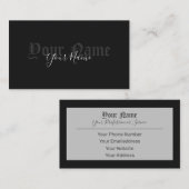 Carte De Visite Tout simplement élégant noir et gris antique (Devant / Derrière)