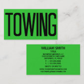 Carte De Visite Towing Bold Florescent Vert (Devant / Derrière)