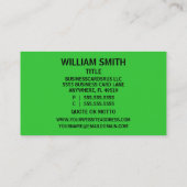 Carte De Visite Towing Bold Florescent Vert (Dos)