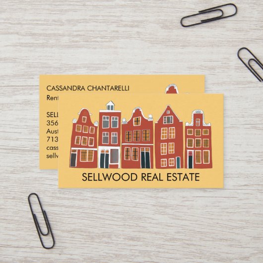 Carte De Visite Townhouse Modern Real Estate Broker Agent Location (Devant/Arrière en situation)