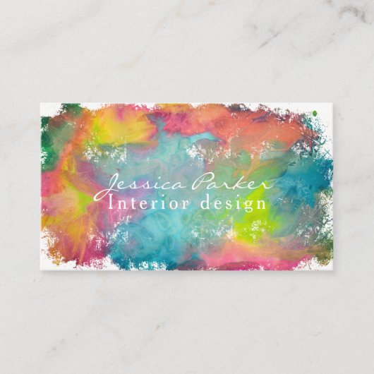 Carte De Visite Traçage coloré d'aquarelle (Devant)