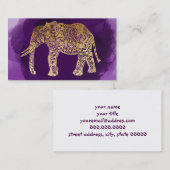 Carte De Visite traçage tribal de pourpre d'éléphant d'or de faux (Devant / Derrière)