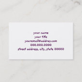 Carte De Visite traçage tribal de pourpre d'éléphant d'or de faux (Dos)