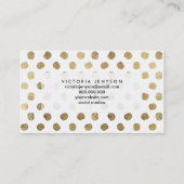 Carte De Visite Traçages élégants de pois de feuille d'or de faux (Dos)