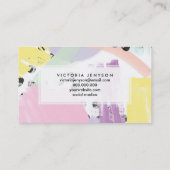 Carte De Visite Traçages en pastel noirs jaunes pourpres modernes (Dos)