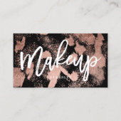 Carte De Visite Traçages roses d'or de typographie de maquilleur (Devant)