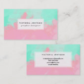 Carte De Visite Traçages roses verts en bon état lumineux (Devant / Derrière)