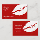 Carte De Visite Trace blanche géante de lèvres de baiser (Devant / Derrière)