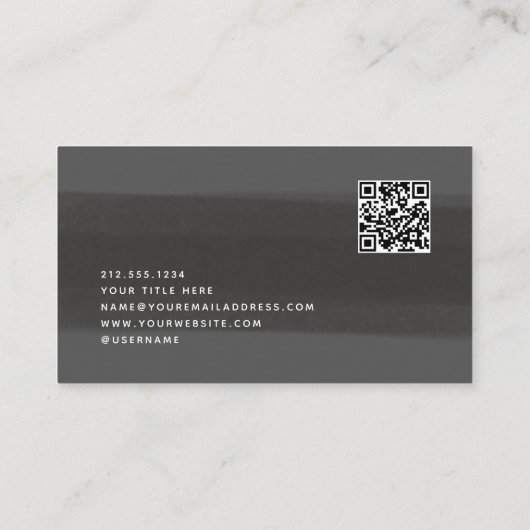 Carte De Visite Trace de brosse moderne | Gris foncé avec code QR (Dos)