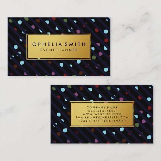 Carte De Visite Traces et points Faux Gold Frame (Devant / Derrière)