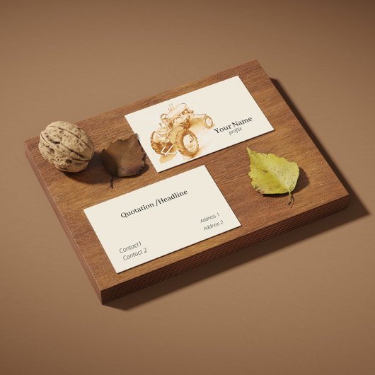 Carte De Visite tracteur antique -aquarelle