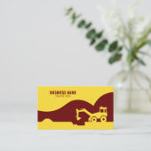 Carte De Visite Tracteur moderne Jaune et Maroon Bâtiment Silhouet (Debout devant)