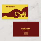 Carte De Visite Tracteur moderne Jaune et Maroon Bâtiment Silhouet (Devant / Derrière)