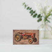 Carte De Visite Tracteur rouge antique (Debout devant)