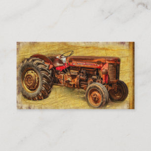 Carte De Visite Tracteur rouge antique