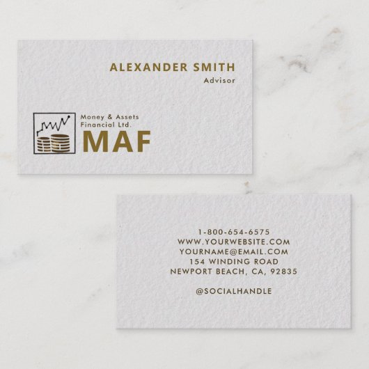 Carte De Visite Trader Graph Gold Coins Concessionnaire Modern Pro (Devant / Derrière)