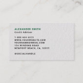 Carte De Visite Trader Graphe Vert Noir Élégant Moderne Profession (Dos)