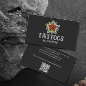 Carte de visite traditionnel à fleur de tatouage