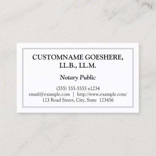 Carte de visite traditionnel de notaire (Devant)