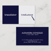 Carte De Visite Traducteur anglais - Espagnole féminine (Devant / Derrière)