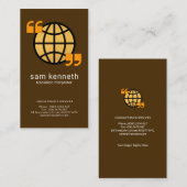 Carte De Visite Traducteur créatif de guillemets de globe d'or (Devant / Derrière)