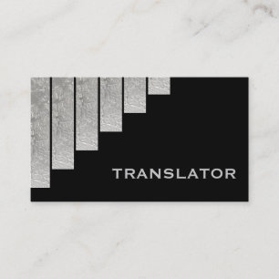 Carte De Visite Traducteur gris argenté, bandes verticales noires