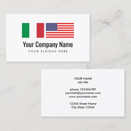 Carte De Visite Traducteur italien-anglais de service de (Devant / Derrière)