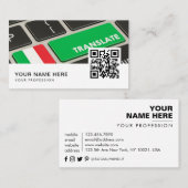 Carte De Visite Traducteur italien en anglais QR Code Business Car (Devant / Derrière)