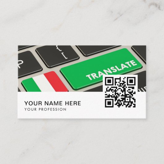 Carte De Visite Traducteur italien en anglais QR Code Business Car (Devant)