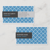 Carte De Visite Traducteur - Moderne Quatrefoil bleu (Devant / Derrière)