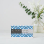 Carte De Visite Traducteur - Moderne Quatrefoil bleu (Debout devant)