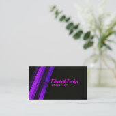 Carte De Visite Traînées Violet Vibrant sur Toile Sombre (Debout devant)