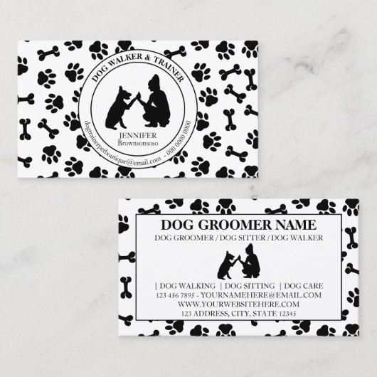 Carte De Visite Trainer chien simples pattes (Devant / Derrière)