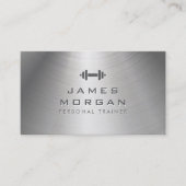 Carte De Visite Trainer de fitness moderne Dumbbell Metal Texture (Devant)