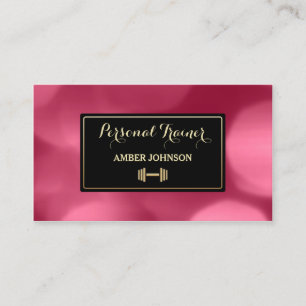 Carte De Visite Trainer personnel de luxe Gold Weight Pink Bokeh
